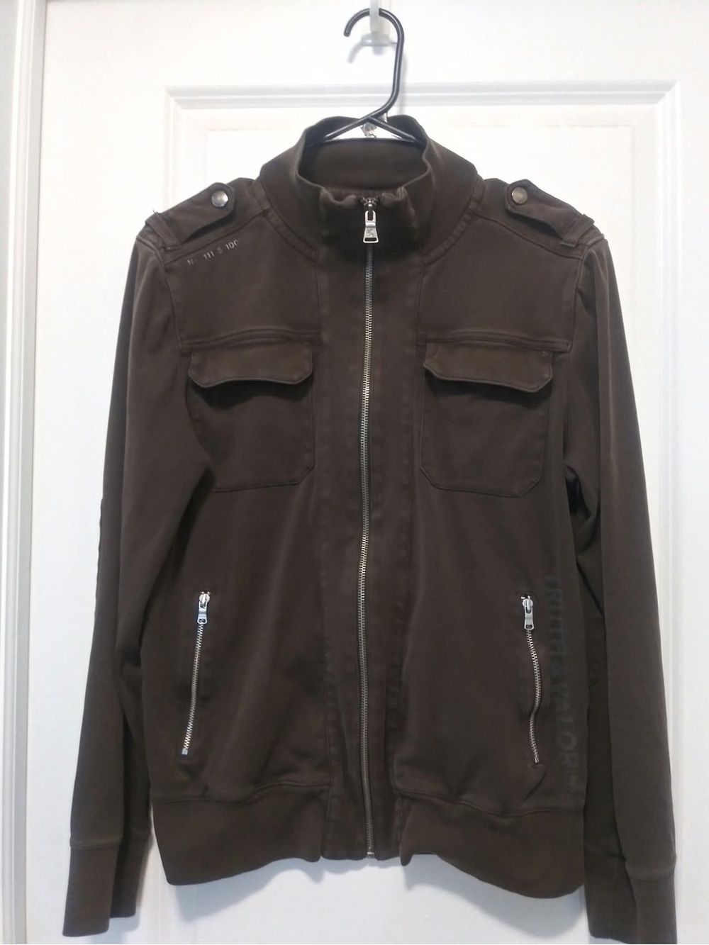 Mens Brown Zip-Front Casual Jacket